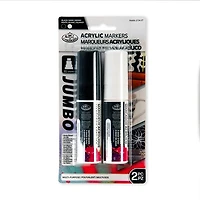 Set of 2 Acrylic Markers Jumbo Tip Black and White
