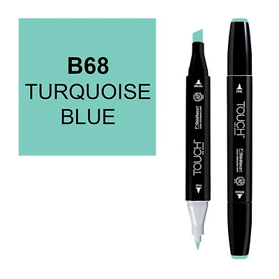 Marqueur touch double pointe bleu turquoise