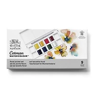 Ens. aquarelle cotman fleurs 9 pcs