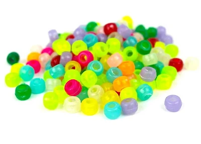 Pqt 300 perles pony multicolores phosphorescentes 9mm