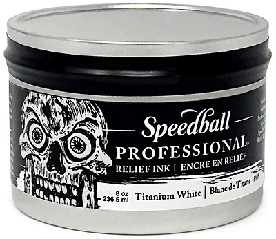 Encre linogravure - relief - blanc titane - 8oz