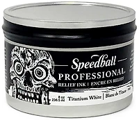Encre linogravure - relief - blanc titane - 8oz