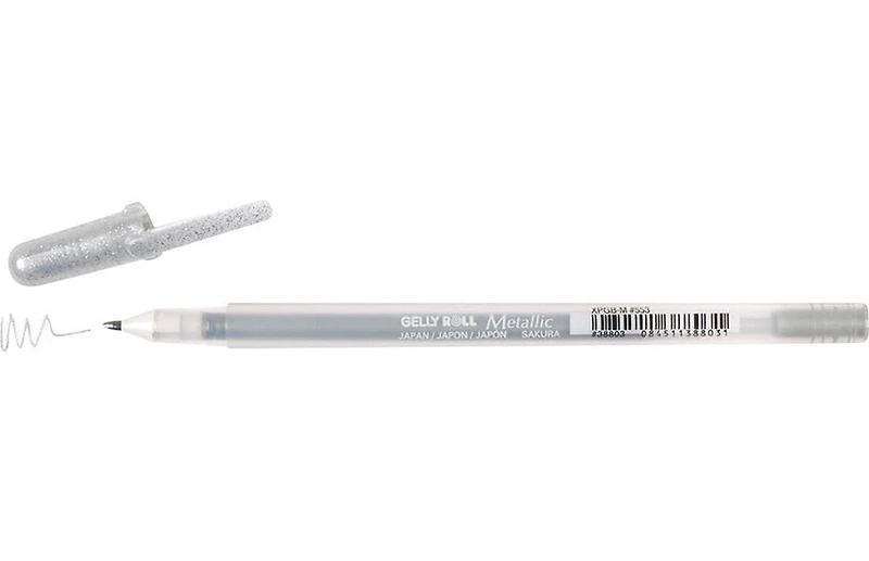 Stylo gel gelly roll 0.4mm métallique argent