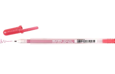 Stylo gel gelly roll 0.4mm métallique rouge