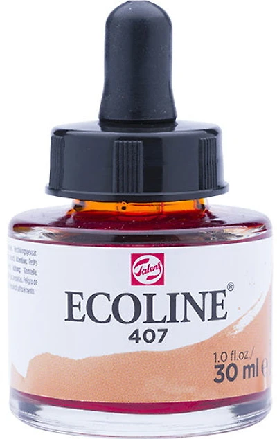 Encre aquarelle ecoline ocre brune - 30ml