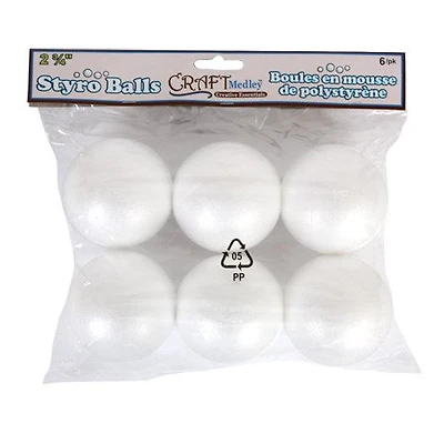 6 Boules polystirène - 2 3/4po