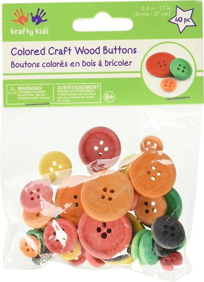 40 Wood buttons - multicolor