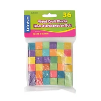 Coloured Wood Craft Blocks - (36)