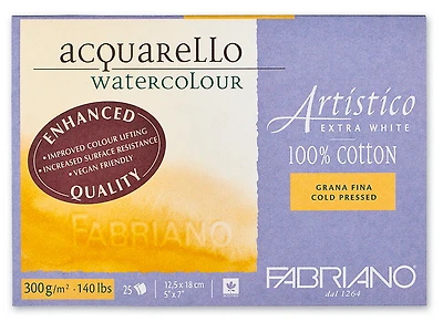Papier aquarelle artistico - extra blanc - grain_fin inch - 5 x 7 pouces grampersquaremeter