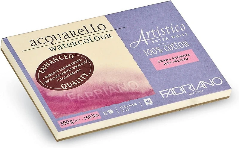 Papier aquarelle artistico - extra blanc - grain_satine inch - 5 x 7 pouces grampersquaremeter