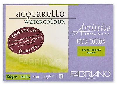 Papier aquarelle artistico - extra blanc - torchon inch - 5 x 7 pouces grampersquaremeter