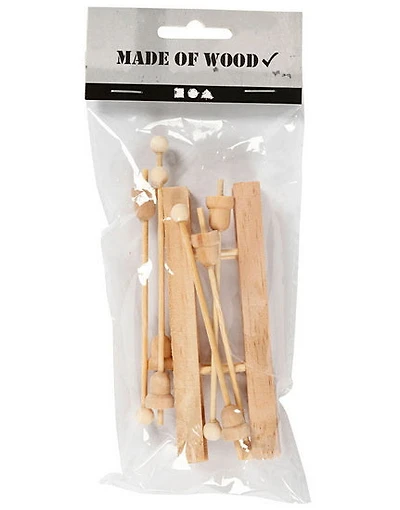 Miniature skis batons bois nat 3 paire
