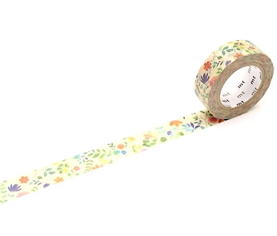 Ruban washi fleurs aquarelles - 15mmx7m