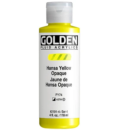 Acrylic fluid - 4 oz  hansa opaque yellow  s4