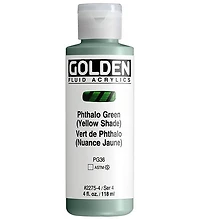 Acrylique fluide - 4 oz  vert phthalo nuance jaune  s4