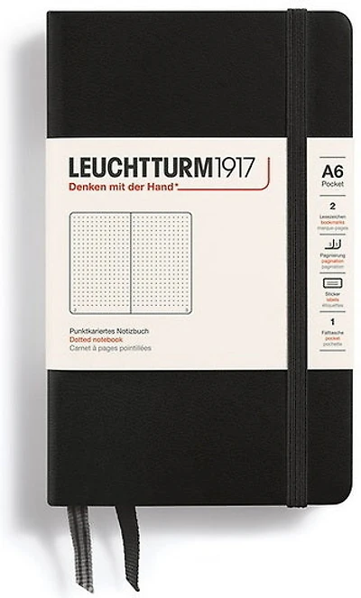 Cahier de notes pointillé a6 187p noir