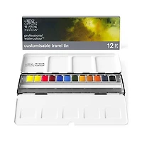 Boîte voyage aquarelle - 12 demi-godets