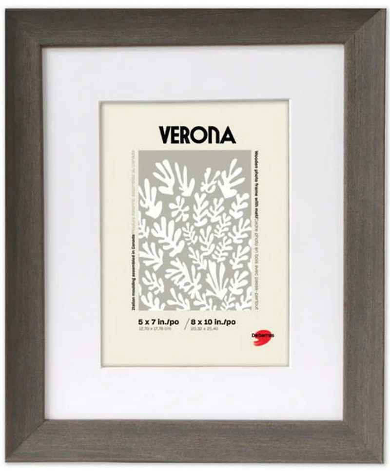 Cadre en bois 2 en 1 gris - 8x10po pp 5x7po