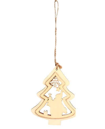 Suspension en bois - sapin et père noël