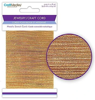 Metallic stretchcord - gold - 0.8mm - 16m