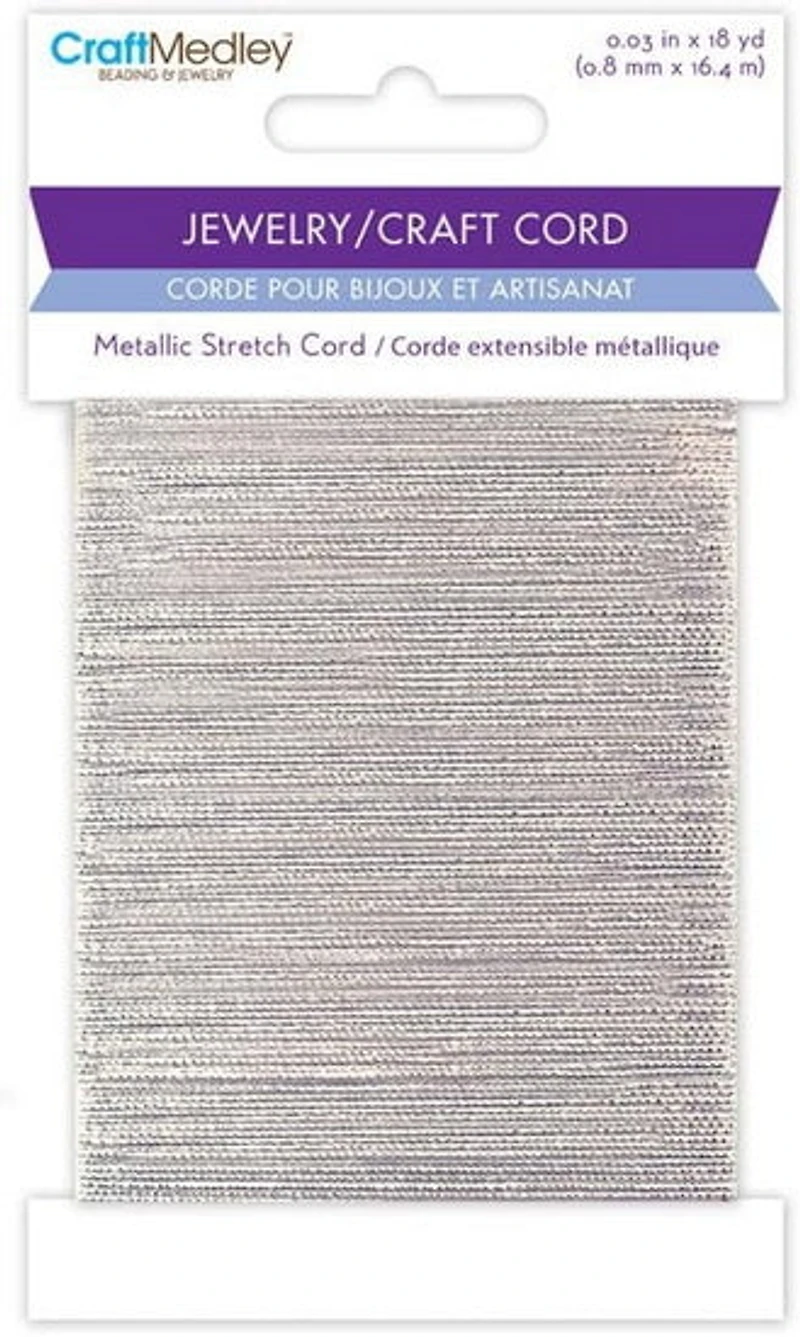 Metallic stretchcord - silver - 0.8mm - 16m