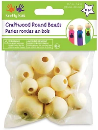 13 Perles bois - rondes - naturel