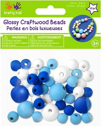 42 Wood beads - blue