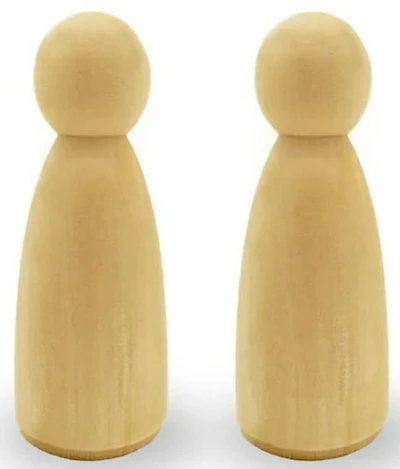 2 Wood dolls girl - 7.5cm