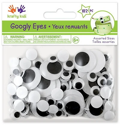 182 Wiggly eyes - black and white