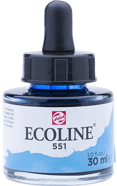 Encre aquarelle ecoline bleu ciel clair - 30ml