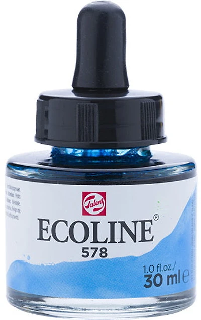 Encre aquarelle ecoline bleu ciel cyan - 30ml