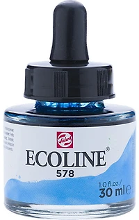 Encre aquarelle ecoline bleu ciel cyan - 30ml