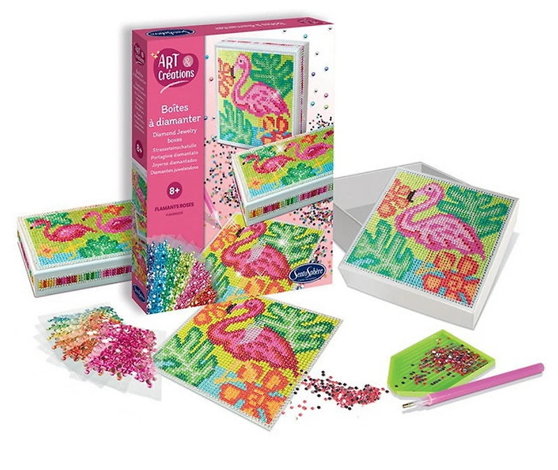 Boîtes à diamanter : flamants roses