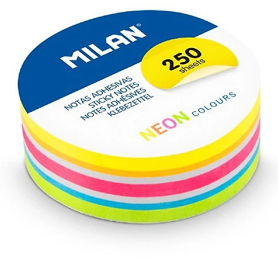 Notes adhésives ronde néon 250 feuilles