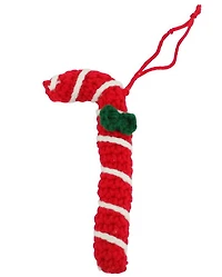 Ornement canne de bonbon tricot