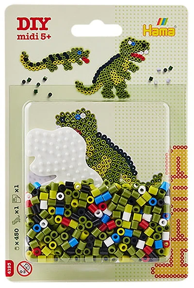 Hama Petit kit. Env. 450 perles, 1 plaque dinosaure.
