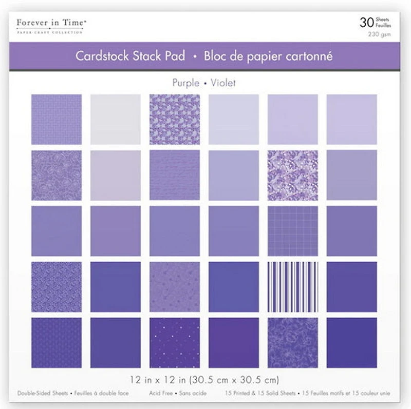 Bloc papier - 30f - violet - 12x12po