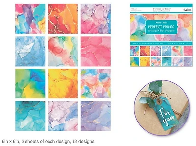 Bloc papier - 24f - marbré - 6x6po