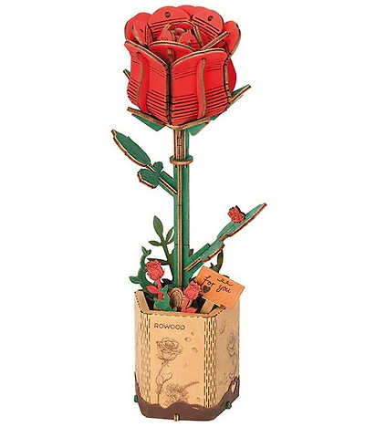 Fleur en bois à bricoler - Rose rouge