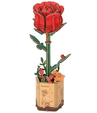 Fleur en bois à bricoler - Rose rouge