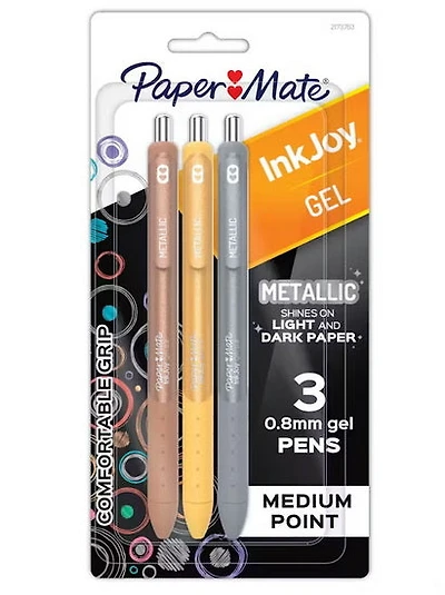 Ens. 3 stylos gel Inkjoy métalliques 0.7mm