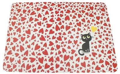 Napperon Cœurs et Chat noir