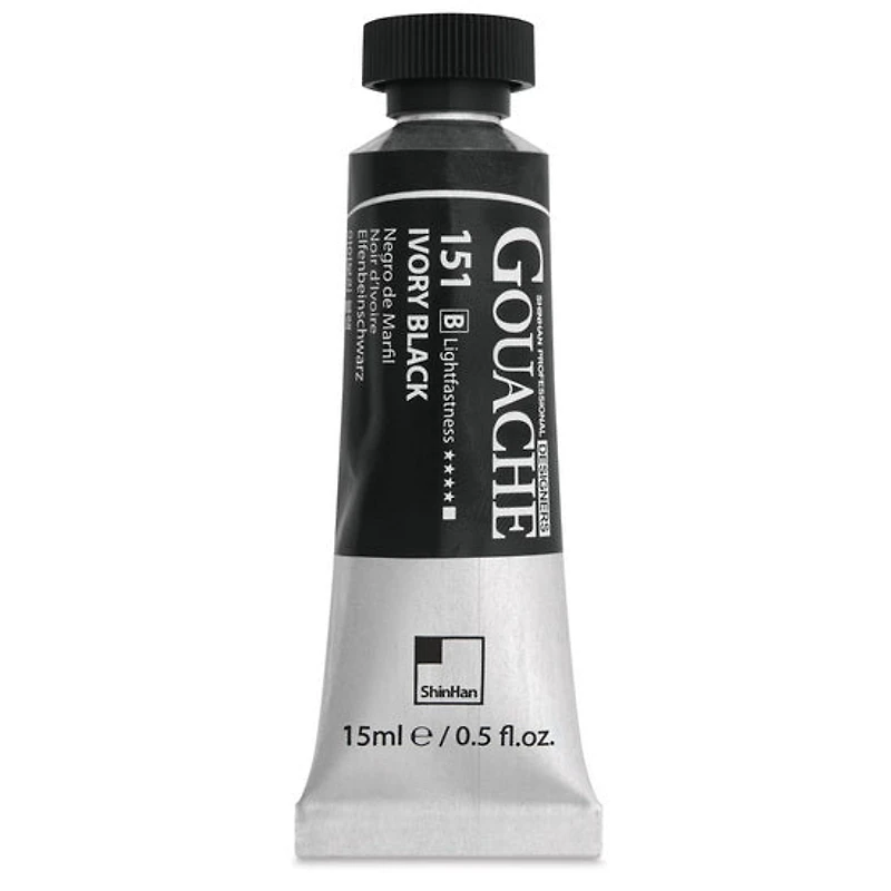 Gouache designers 15ml noir d'ivoire série b