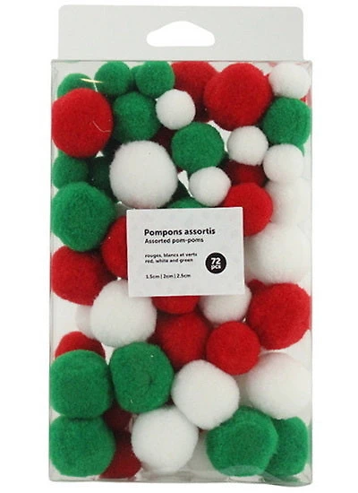 Ens. 72 pompons assortis