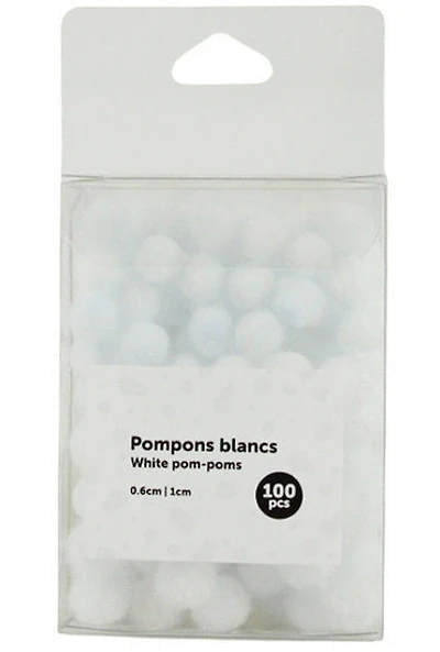 Ens. pompons blancs