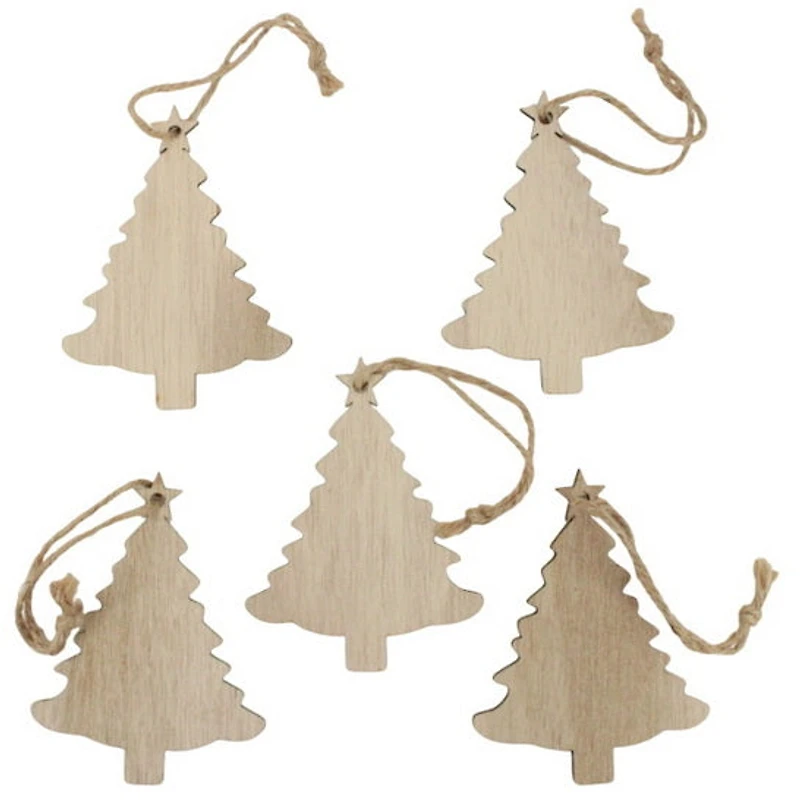 Ens. 5 ornements à décorer sapins