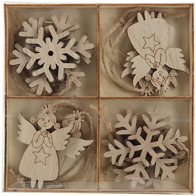 Ens. 8 ornements anges et flocons