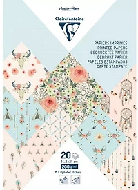Printed Paper Pad 5.8x8 in.(14.8x21 cm) 200g Boheme 20 sheets