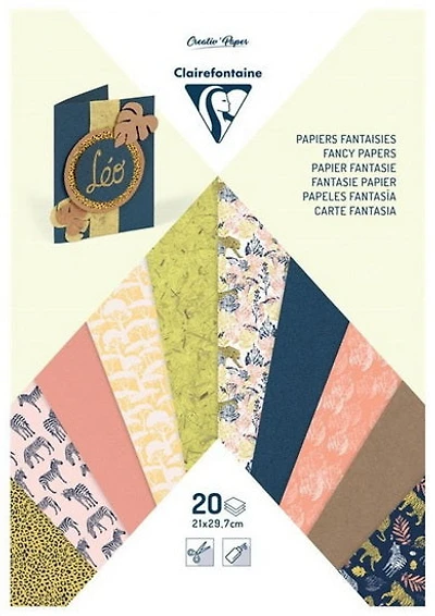 Bloc Papiers Fantaisies 8.4 X 12 po (21 X 29.7 cm) Safari 20 Feuilles