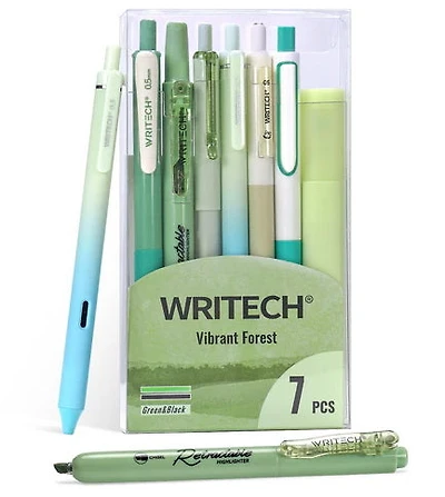 Ens. 7 crayons vert